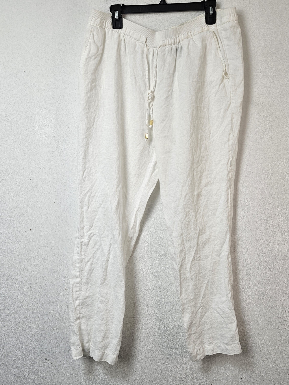 Ellen Tracy  White Linen Drawstring Pants Size Large